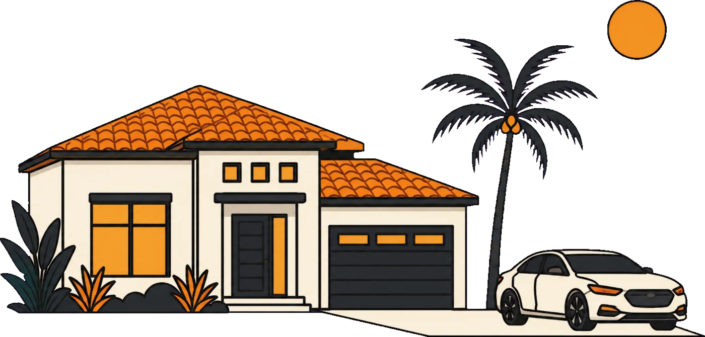 Florida home and car illustration